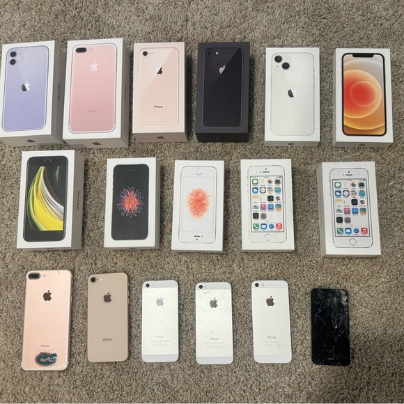 Lot of 6 Apple iPhones FOR PARTS ONLY & 11 Empty Boxes